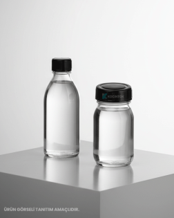 Cam Şişe, Soda Lime, Kapaklı, Dar Boyunlu, Şeffaf, 50 ml C360704