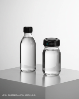 Cam Şişe, Soda Lime, Kapaklı, Dar Boyunlu, Şeffaf, 50 ml C360704