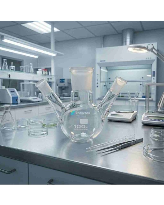 100 ML Balon (Dibi Yuvarlak, Üç Boyunlu Norm Şilifli) 100 ML Balon (Dibi Yuvarlak, Üç Boyunlu Norm Şilifli)