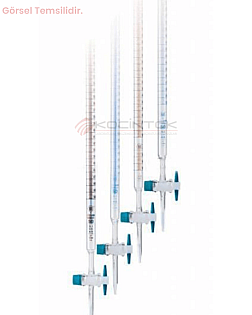 Cam BÜRET 25 ML - Düz Teflon, PTFE Musluklu