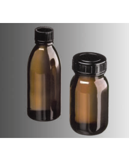 Cam Şişe, Soda Lime, Kapaklı, Dar Boyunlu, Amber, 100 ml