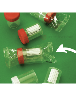 Numune Kabı, Plastik, PP, Hacim 60 ml, Steril, Etiketli, Tek Tek Poşetli