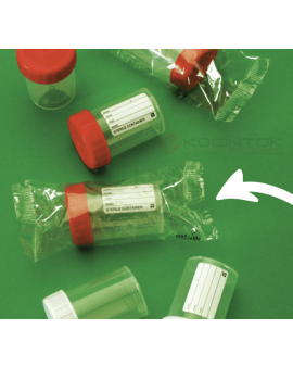 Numune Kabı, Plastik, PP, Hacim 60 ml, Steril, Etiketli, Tek Tek Poşetli