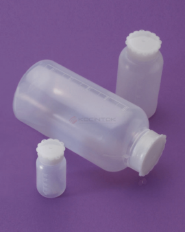 LDPE Şişe 500 ml, Silindirik, Taksimatlı, Contalı Kapak, Geniş Boyunlu